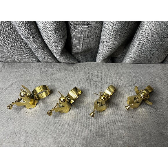 Brass Angel Napkin Ring Holders Christmas Decorations Mervyns Lot of 4 - Picture 3 of 8